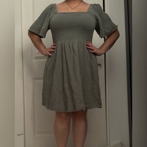 Madewell Textured Sage Mini Dress